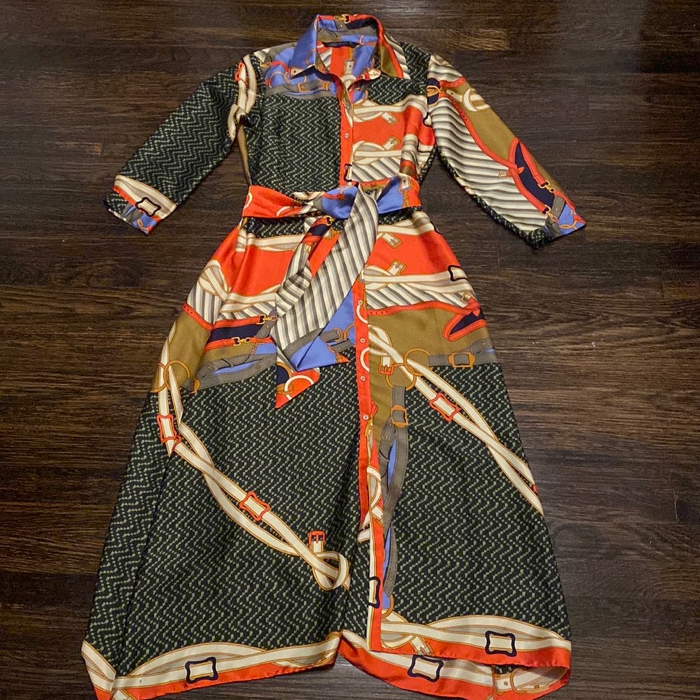 Zara Chain Print Scarf Dress